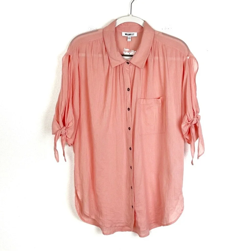 William Rast Blouse Top Large Peach Pink NWT Casual Tunic Spring Summer